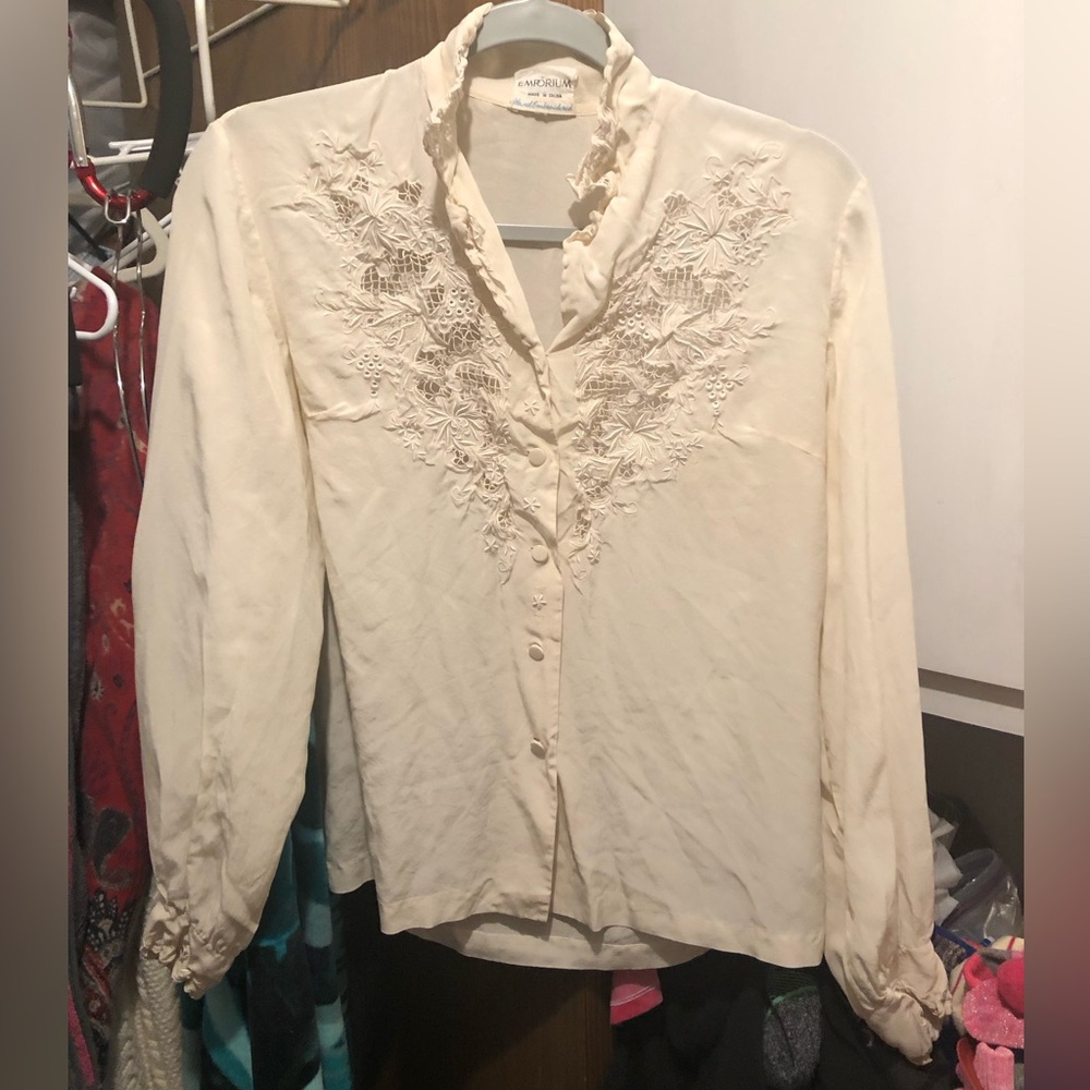 Vintage Emporium Hand Embroidered Silk Shirt- 907 $15 or $12 w/offer